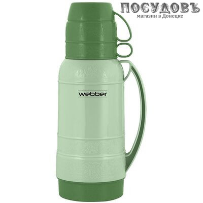 Webber 25010/3 термос, колба стеклянная 1000 мл, корпус пластик зеленый