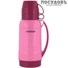 Webber 25010/8  термос, колба стеклянная 1000 мл, корпус пластик розовый