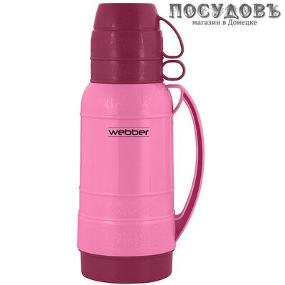 Webber 25010/8  термос, колба стеклянная 1000 мл, корпус пластик розовый