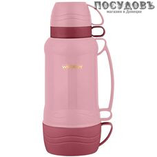 Webber 42000/8S термос, колба стеклянная 1000 мл, корпус пластик розовый с коричневым