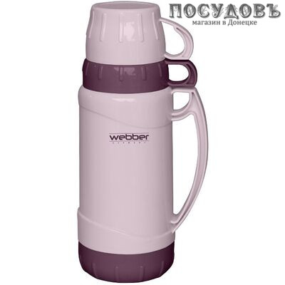 Webber 43001/23S термос, колба стеклянная 1800 мл, корпус пластик бежевый с сиреневым