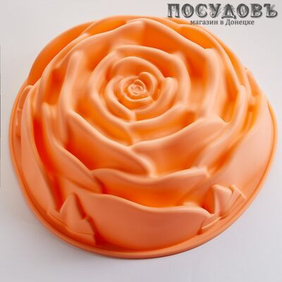 Alpenkok Волшебная роза АК-6115S круглая форма для выпечки, силикон, Ø240×85 мм, цвет персиковый