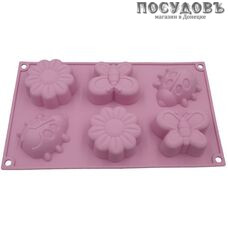 Alpenkok Лето AK-6046S темно-розовый форма для выпечки кексов, 6 формочек, силикон, 280×170×35 мм