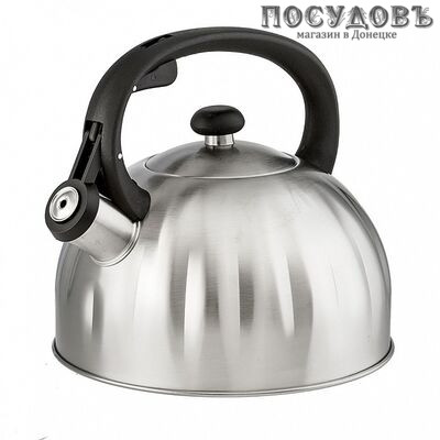 Webber BE-0595 чайник со свистком, 2,5 л, сталь нержавеющая, цвет: сатин, 1 шт.