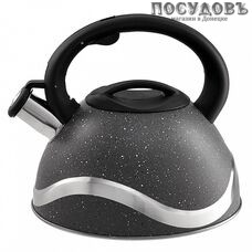 Webber BE-0573 чайник со свистком, 3 л, сталь нержавеющая, цвет: серый мрамор, 1 шт.