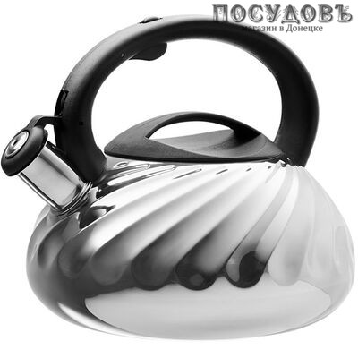 Webber BE-0590 чайник со свистком, 3 л, сталь нержавеющая, цвет: зеркальный, 1 шт.
