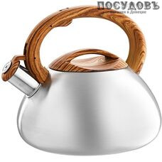 Webber BE-0593 чайник со свистком, 3 л, сталь нержавеющая, цвет: сатин, 1 шт.