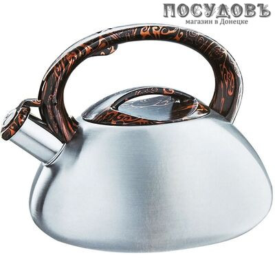 Webber BE-0594 чайник со свистком, 3 л, сталь нержавеющая, цвет: сатин, 1 шт.