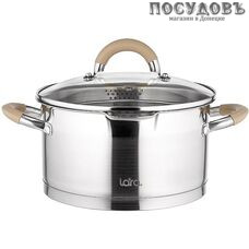 LARA Берлин LR02-344 кастрюля с крышкой 5,7 л, Ø240 мм, сталь нержавеющая AISI 201, капсульное дно LARA Берлин LR02-344 кастрюля с крышкой 5,7 л, Ø240 мм, сталь нержавеющая AISI 201, капсульное дно