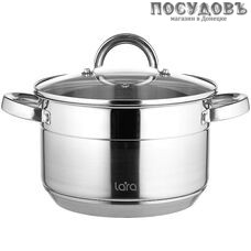 LARA Aurora LR02-403 кастрюля с крышкой 4,8 л, Ø220 мм, сталь нержавеющая AISI 201, капсульное дно