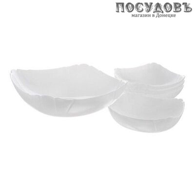 Luminarc Lotusia J3189 салатники в наборе, стекло упрочненное, цвет белый мм, Франция, в упаковке 5 пр.