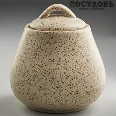 Rosario Ф19-021E, бежевая сахарница с крышкой, объемом 600, керамика, в подарочной упаковке 2 предмета