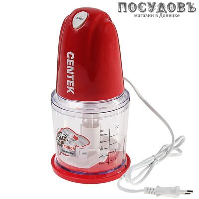 Centek CT-1391 измельчитель 350 Вт, чаша пластиковая 500 мл, одна пара ножей, цвет красный