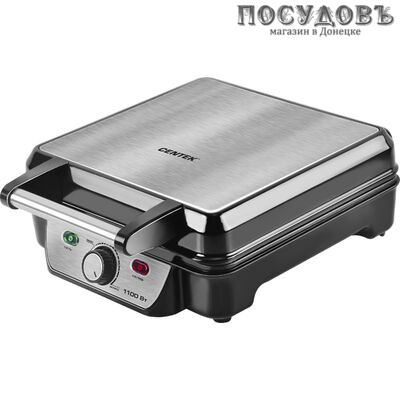 Centek CT-1453 вафельница электрическая 240×240 мм, 1100 Вт, цвет металлик с черным