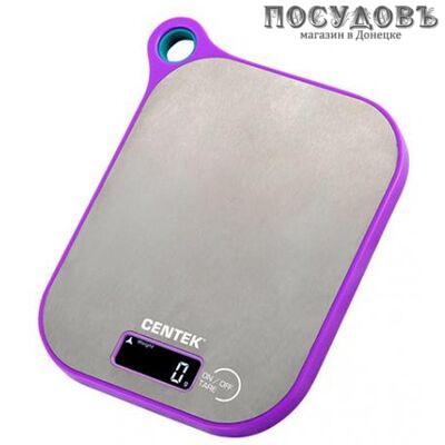 Centek CT-2461 весы кухонные-платформа, 195×155 мм, до 5,0 кг, цвет белый с фиолетовым, гарантия 1 год