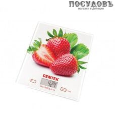 Centek Клубника CT-2462 весы кухонные-платформа, 200×180 мм, до 5,0 кг, цвет белый с рисунком, гарантия 1 год