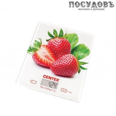Centek Клубника CT-2462 весы кухонные-платформа, 200×180 мм, до 5,0 кг, цвет белый с рисунком, гарантия 1 год