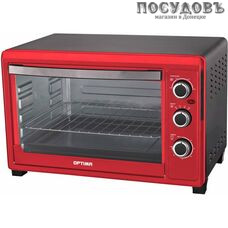 Optima О-453 электрическая печь отдельностоящая 2000 Вт 45 л, без гриля, без конфорок, черно-красный