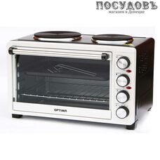 Optima ОH-302 Bl/R электрическая печь отдельностоящая 3100 Вт 30 л, без гриля, 2 конфорки, черно-красный