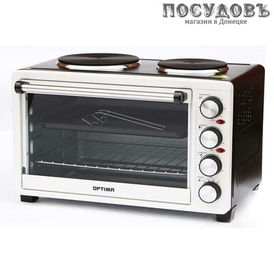 Optima ОH-302 Bl/R электрическая печь отдельностоящая 3100 Вт 30 л, без гриля, 2 конфорки, черно-красный