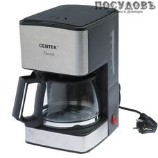 Centek CT-1144 кофеварка капельная, 680 Вт, 800 мл, цвет металлик с черным