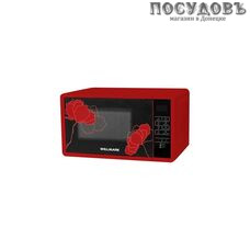 WillMark WMO-235DBR отдельностоящая микроволновая печь, 700 Вт, 20 л, красная с рисунком