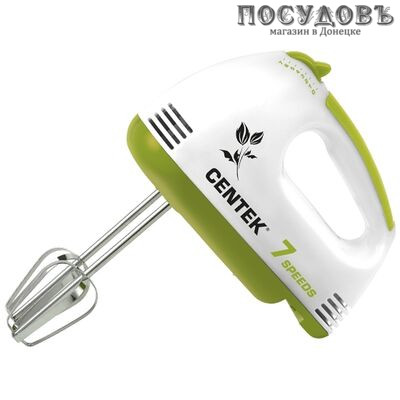 Centek CT-1111 миксер ручной, 170 Вт, 7 скоростей, цвет белый с салатовым