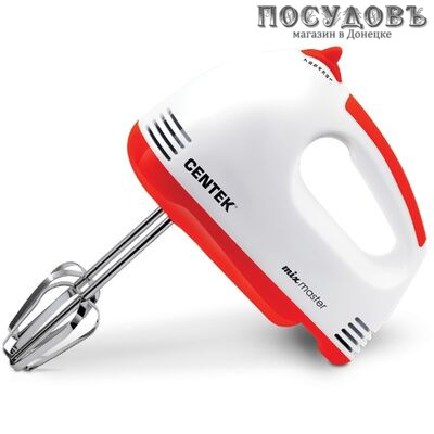 Centek CT-1111 миксер ручной, 170 Вт, 7 скоростей, цвет белый с красным
