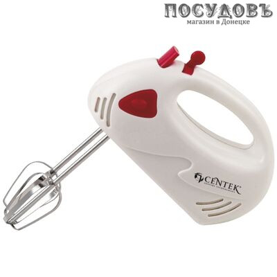 Centek CT-1112 миксер ручной, 170 Вт, 7 скоростей, цвет белый с красным
