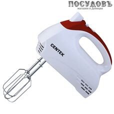 Centek CT-1117 миксер ручной, 350 Вт, 5 скоростей, цвет белый с вишневым