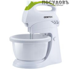 Centek CT-1119 миксер с вращающейся чашей 2,5 л, 350 Вт, 5 скоростей, цвет белый с зеленым Centek CT-1119 миксер с вращающейся чашей 2,5 л, 350 Вт, 5 скоростей, цвет белый с зеленым