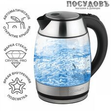 Scarlett SC-EK27G94 электрочайник, 2200 Вт, 1700 мл, стекло Crystal Pro, внутренняя подсветка, сталь