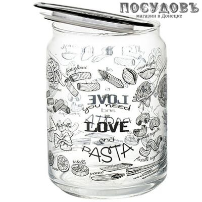 Luminarc Love Pasta Plano P7817 банка для хранения с герметичной крышкой, 1000 мл, стекло