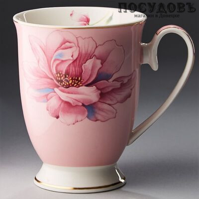 Beatrix "Бриджит" МЛ017L1 кружка подарочная, розовая с рисунком, 350 мл, фарфор, в подарочной упаковке 1 шт