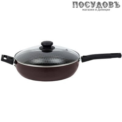Калитва Кружево 60692634 сотейник с крышкой Ø260×75 мм, алюминий, антипригарное покрытие, съемная ручка