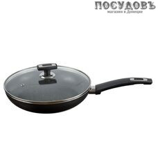 Калитва Black Stone 3872435 сковорода с крышкой, Ø240×45 мм, алюминий штампованный, мраморное покрытие Teflon Infinity