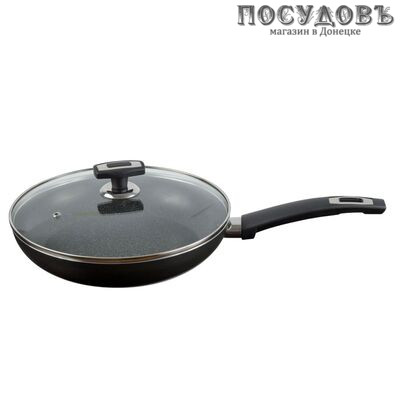 Калитва Black Stone 3872835 сковорода с крышкой Ø280×50 мм, алюминий штампованный, мраморное покрытие Teflon Infinity