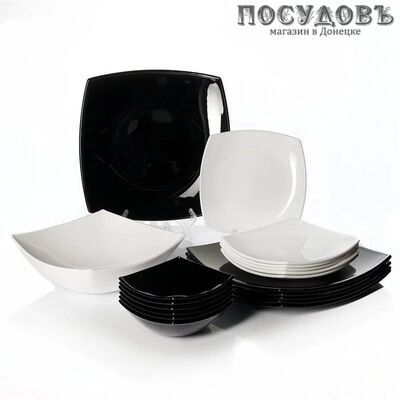 Luminarc Quadrato Black n White C5239 сервиз столовый стекло упрочненное 18 пр.