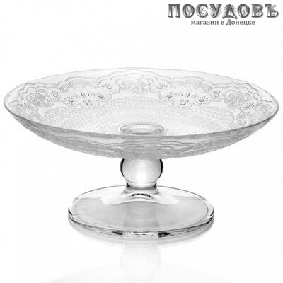 Pasabahce Lacy 96136В блюдо на ножке, стекло упрочненное, цвет прозрачный, Ø250 мм, Россия, в упаковке 1 шт.
