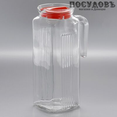 Pasabahce Frigo 80052BBL, кувшин с красной крышкой, высота 270 мм 1340 мл, материал стекло, Россия
