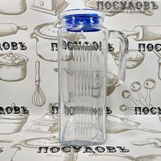 Pasabahce Frigo 80050BB, кувшин с синей крышкой, 220×85×120 мм 1000 мл, материал стекло, Россия, в упаковке 2 пр.
