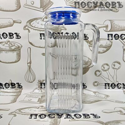 Pasabahce Frigo 80050BB, кувшин с синей крышкой, 220×85×120 мм 1000 мл, материал стекло, Россия, в упаковке 2 пр.