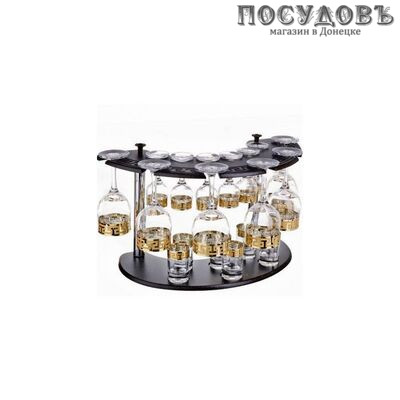 Гусь-Хрустальный Греческий узор EAV03-163/164/837-БС бокалы, стопки, рюмки в наборе, стекло, 19 пр.