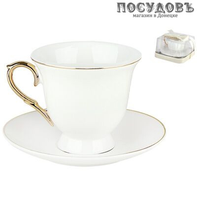 Коралл Золотой Лёд C01G-2PV чайная пара, фарфор, в подарочной упаковке 2 пр.