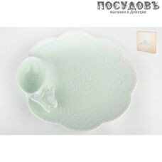 Коралл Бабочка светло-зеленая HD-017G блюдо, керамика, 270×280×60 мм, 900 мл, в упаковке 1 шт.