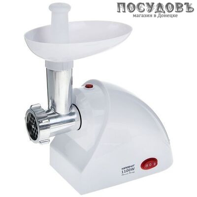 Magnit RMF 2766 мясорубка электрическая 1100 Вт, 1,2 кг/мин, 1 скорость, реверс есть, цвет белый