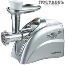 Aurora AU 460 мясорубка электрическая с насадками 600 Вт 2 скорость, реверс есть, корпус металл, пластик, цвет стальной