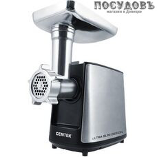 Centek CT-1617 мясорубка электрическая с насадками 2000 Вт 1 скорость, реверс есть, 2 кг/мин, корпус металл, цвет стальной