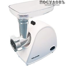 WillMark WMG-2018 мясорубка электрическая с насадками 2000 Вт 1 скорость, реверс есть, корпус пластик, цвет белый