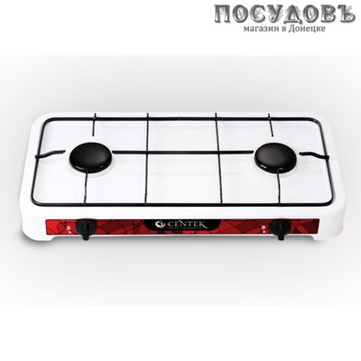Centek CT-1521 плита газовая отдельностоящая, 2-конфорочная, эмалированное покрытие, цвет белый